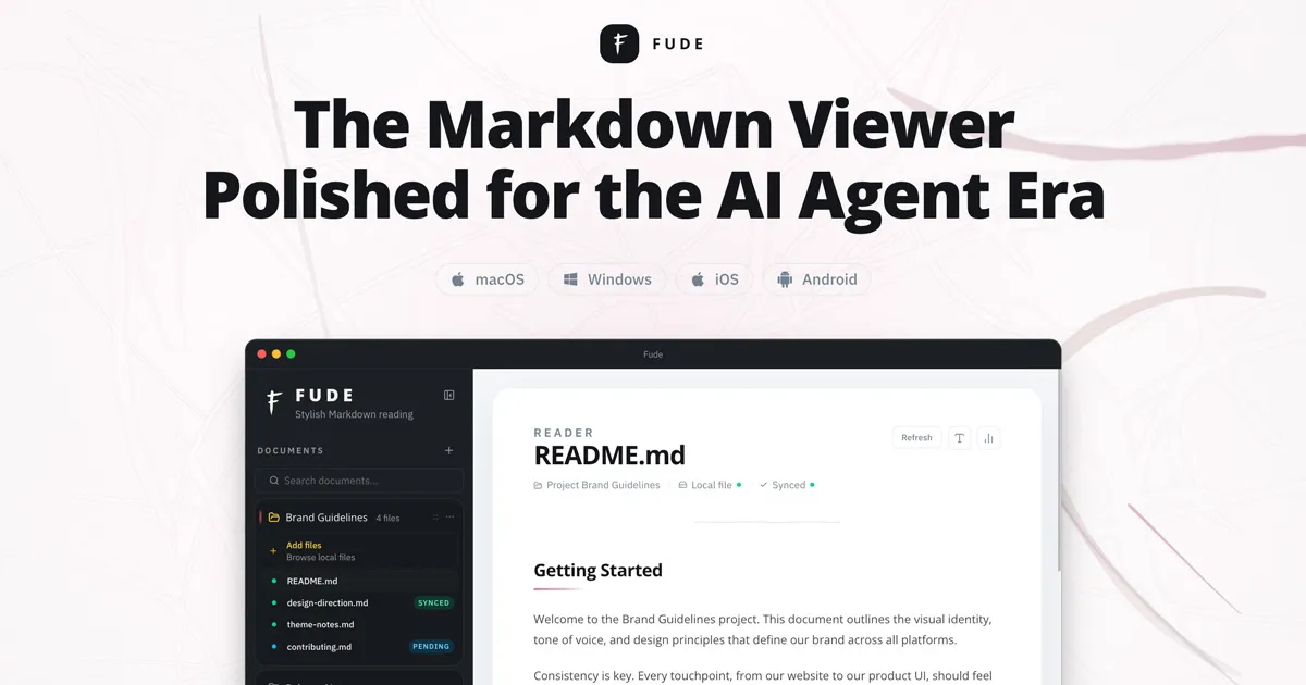Fude Markdown reader interface